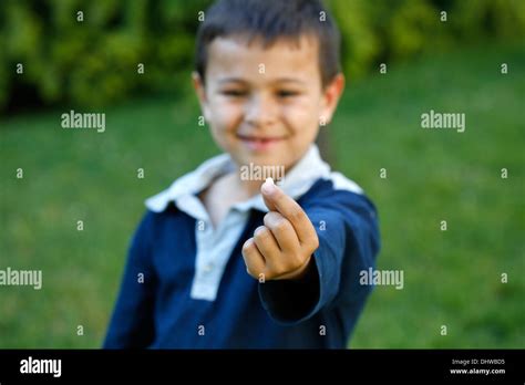 7 Year Old Boy Showing A Missing Tooth Stock Photo 62638049 Alamy