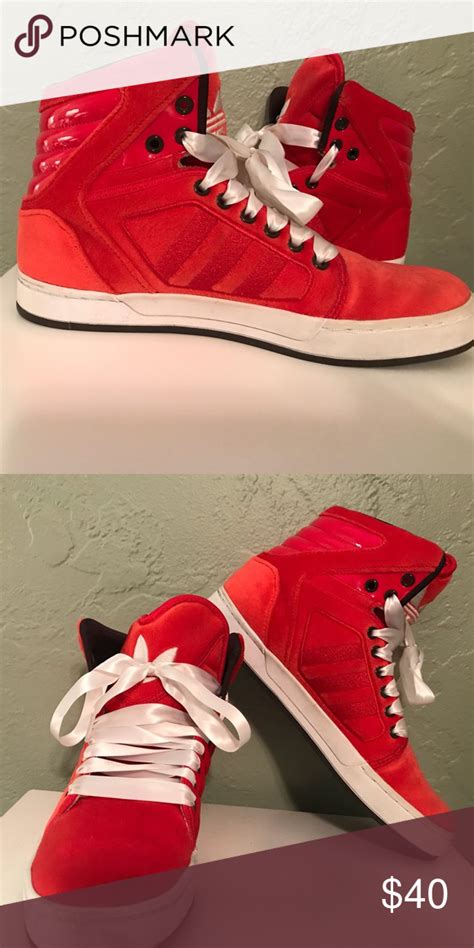 Red Adidas High Tops Sz 8 Red Adidas Lace Adidas Shoes Adidas High Tops
