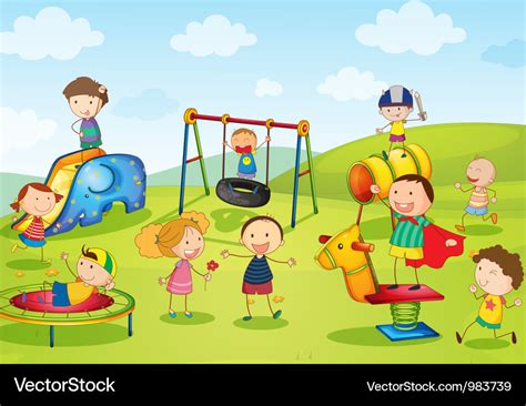 Kids At Playground Royalty Free Vector Image Vectorstock