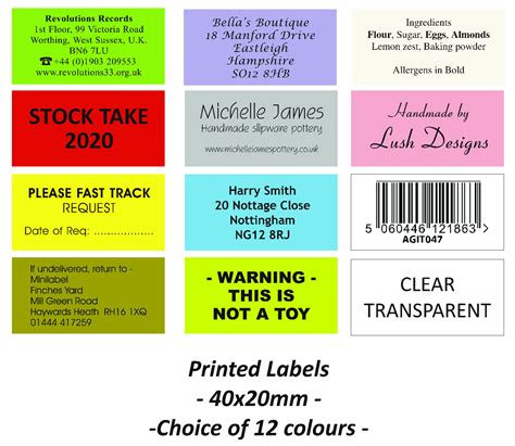 Custom Printed Personalised Stickers Sticky Labels 500 40x20mm