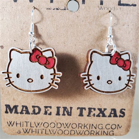 Limited Release Product Whitl Woodworking Hello Kitty Earrings Hello Kitty Jewelry Quirky