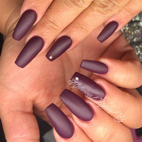 Vampy fall colors full set acrylic coffin nails, matte violet by ORLY