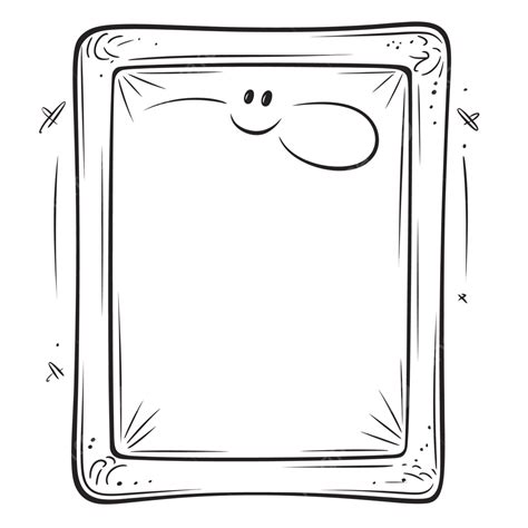 Doodle Cartoon Drawing Of A Frame With A Smile That Is Blank Outline