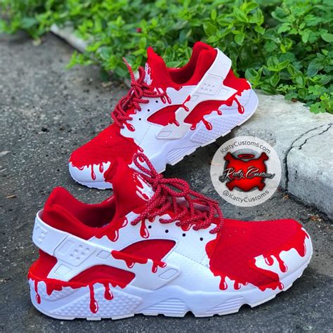 custom red gushers nike huarache katty customs shoes sneakers