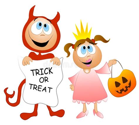 Trick Or Treat Kids Costumes Stock Illustration Illustration Of