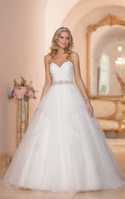 High quality sweep train ball gown lace wedding dress with illusion back. Strapless Organza Ball Gown Wedding Dress | Stella York ...