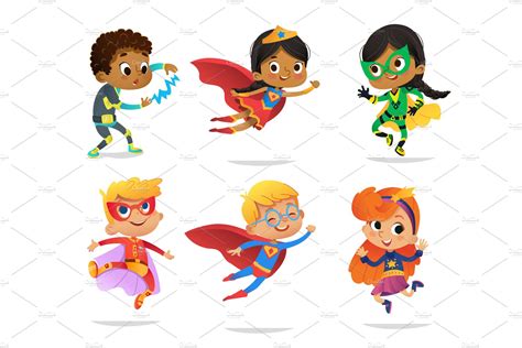 Kids Superheroes People Illustrations ~ Creative Market