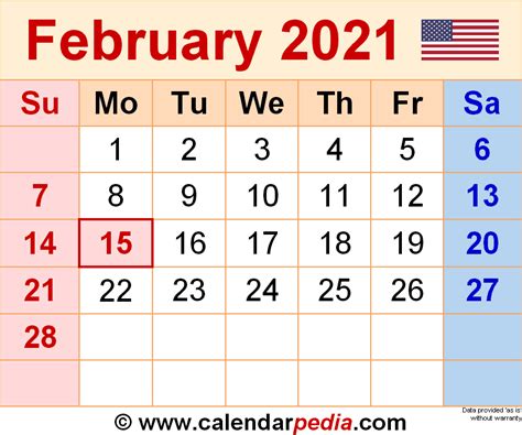 Printable 2021 February Calendar Free Letter Templates