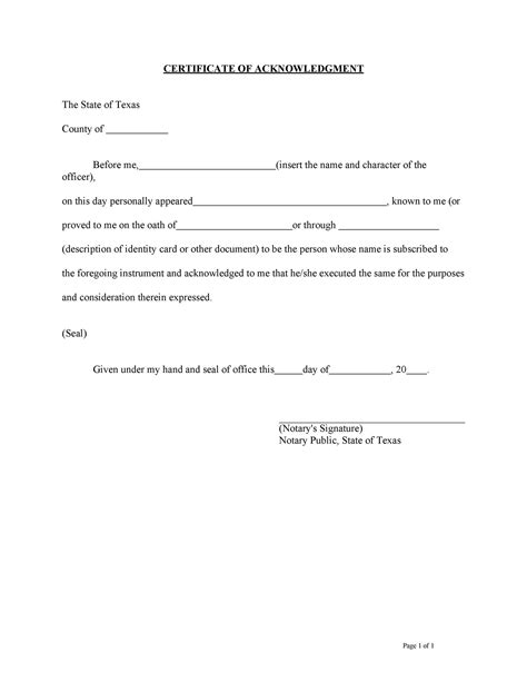 40 Free Notary Acknowledgement And Statement Templates Templatelab