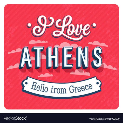 Vintage Greeting Card From Athens Greece Vector Image