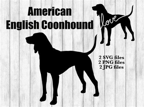 American English Coonhound Dog Breed Silhouette Cursive Love Etsy