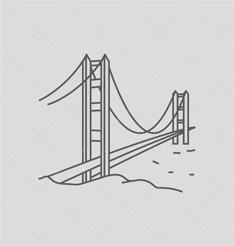 Golden Gate Bridge Solid Vector Illustration — Stock Vector