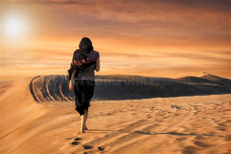 Woman Walking In The Desert Stock Photo Image Of Sand Hair 104560004