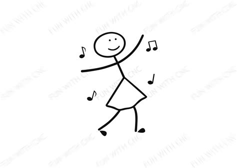 Stick People Dancing Girl Two Dance Moves In One Etsy