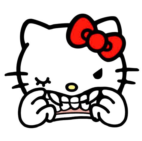 An Image Of A Hello Kitty Face With Teeth And Bow On Its Head