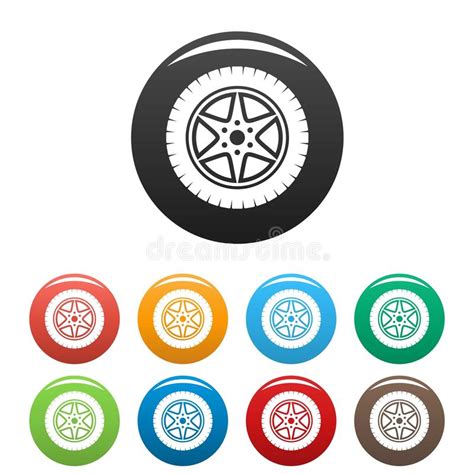 Car Wheel Icons Set Color Vector Stock Vector Illustration Of Machine