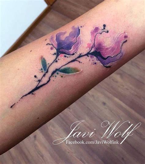 Javi Wolf Ink Watercolor Flower Tattoo Watercolor Tattoo Flower