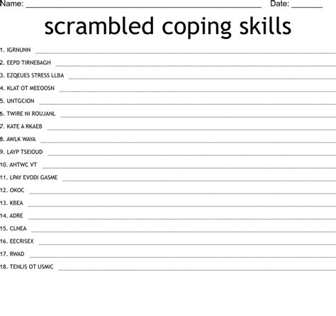 Coping Skills Scramble Wordmint