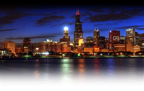 Chicago Night Skyline Wallpaper Wallpapersafari