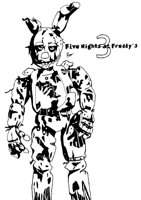 A Black And White Drawing Of A Five Nightsfriday Character From Five