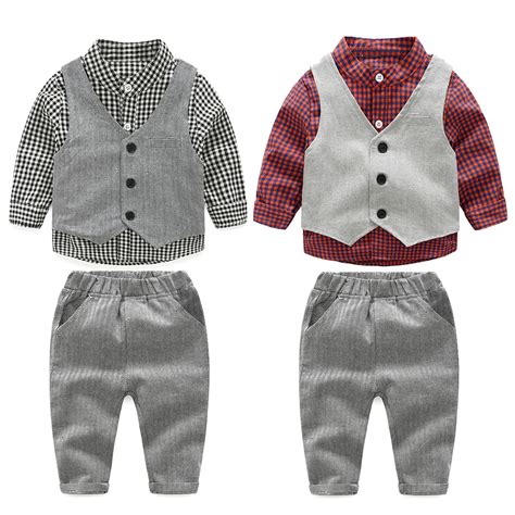 2017 Fashion Baby Boy Clothes Sets Gentleman Suit Toddler Boys Clothing