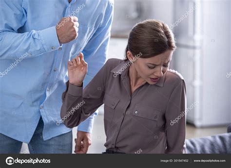Partial View Man Beating Scared Wife Quarrel Stock Photo By HayDmitriy