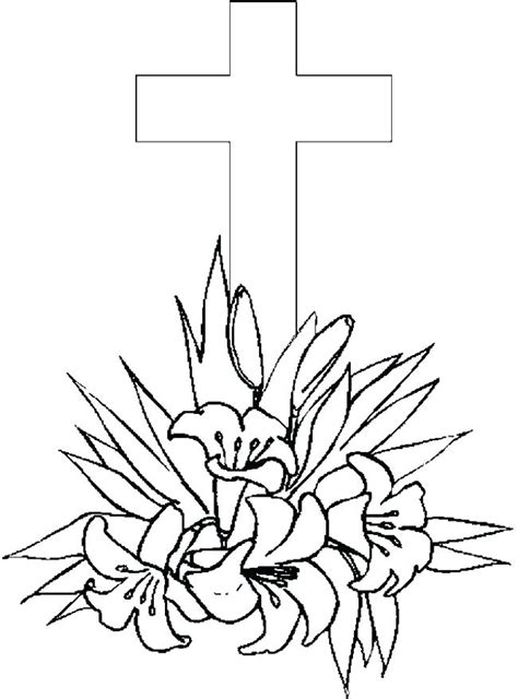 Cross With Flowers Coloring Pages At Free Printable