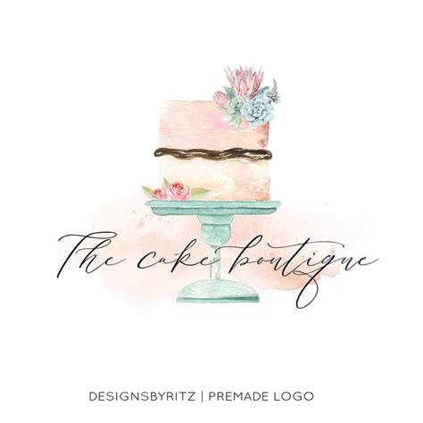 Cake Logo Design Premade Logo Wedding Cake Logo Cacti Etsy Cake Logo