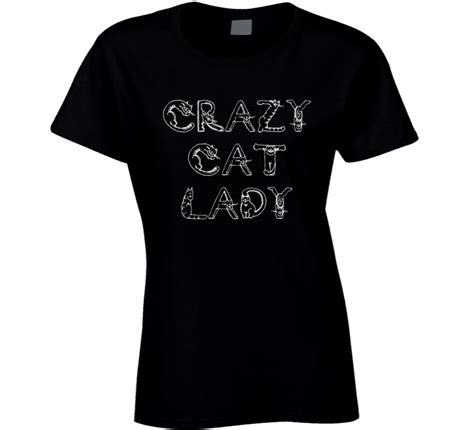 Crazy Cat Lady Graphic Ladies T Shirt Blk