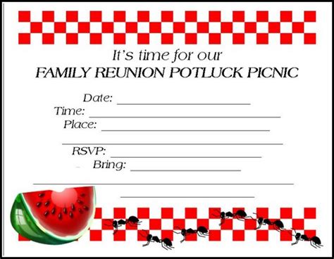 Find design templates for family gathering. Family Reunion Invitations: Tips, Samples, Templates ...