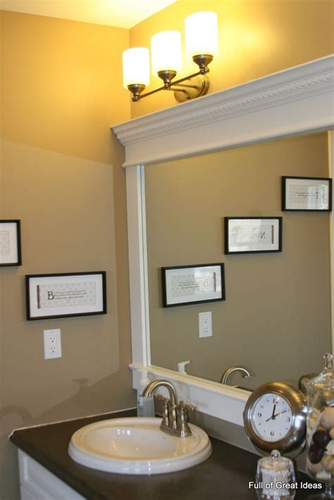 Diy Bathroom Mirror Upgrade Tutorial Use Mdf Trim And Crown Molding To Build A Frame Around