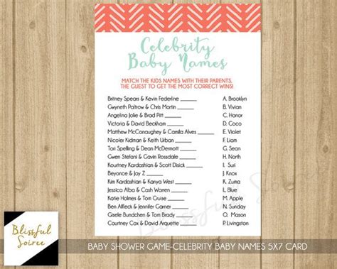 Celebrity Baby Shower Game Printable Celebrity By Blissfulsoiree