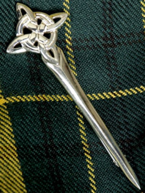 Silver Celtic Knot Kilt Pin Welsh Tartan
