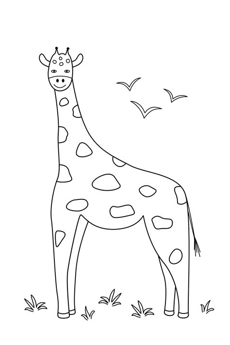Cute Cartoon Giraffe Coloring Book For Kids Vector Illustration Of An