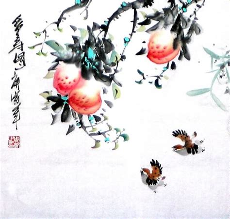 Chinese Peach Painting Peach 2565005 50cm X 50cm19〃 X 19〃