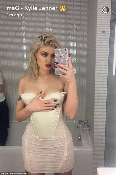 Kylie Jenner Wears Sheer White Bustier As She Snapchats Racy Selfies
