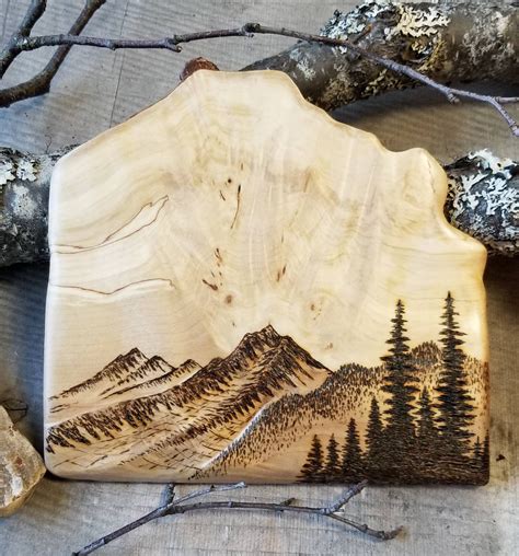 Mountain Ridgeoriginal Landscape Wood Art Etsy Wood Art Wood