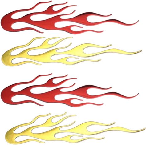 4 Pack Flame Decals Simulation Red Yellow Flame Sticker Fits For All