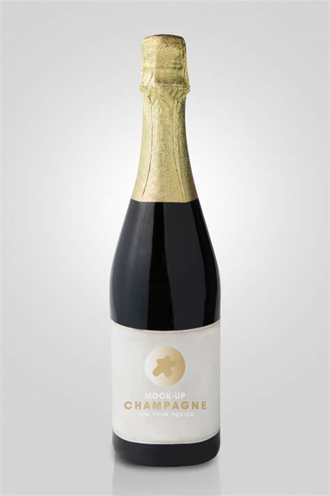 champagne bottle mockup psd file premium