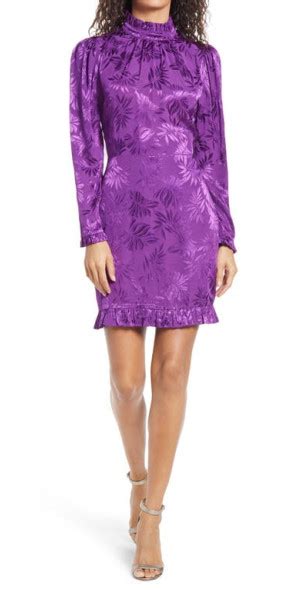 Adelyn Rae Zoe Floral Long Sleeve Minidress In Violet At Nordstrom