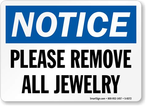 Please Remove All Jewelry Sign