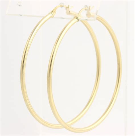 Large Gold Hoop Earrings 14k Yellow Womens Polished