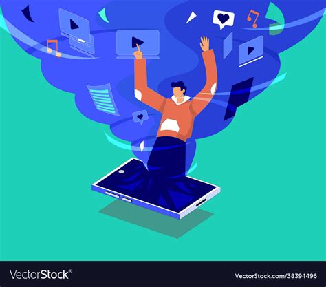 social media and internet addiction concept vector image