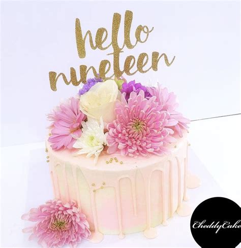 Hello 19 Cake Topper, Number cake topper, 19th birthday, Birthday Topper, Gold birthday topper 