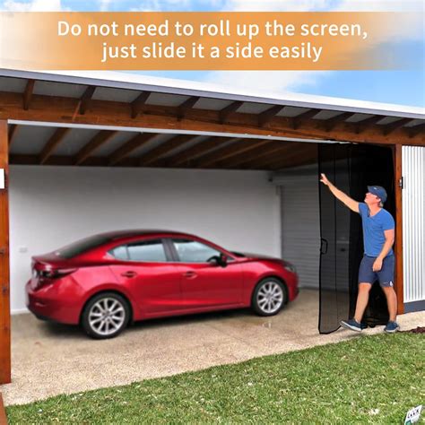Sliding Garage Door Screen With Track Closure 2 Car 16x7ft Garage