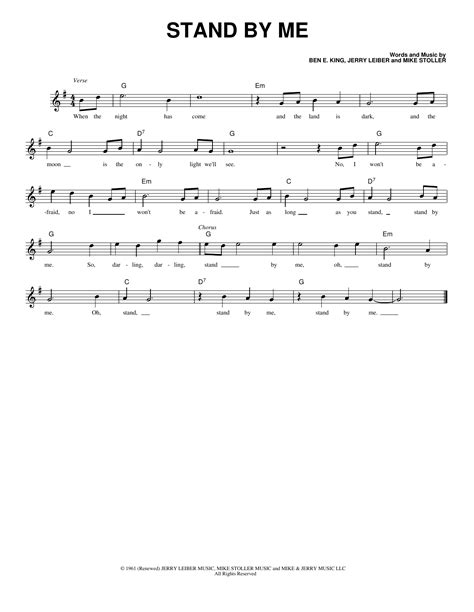 Stand By Me Sheet Music By Ben E King For Cancionero Fake Book Noteflight