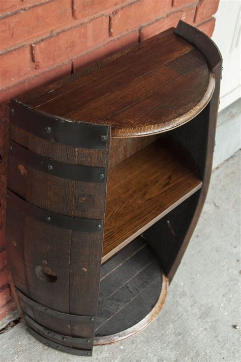 Bourbon Barrel And Reclaimed Barn Wood Shelf Made From A 30 Gallon