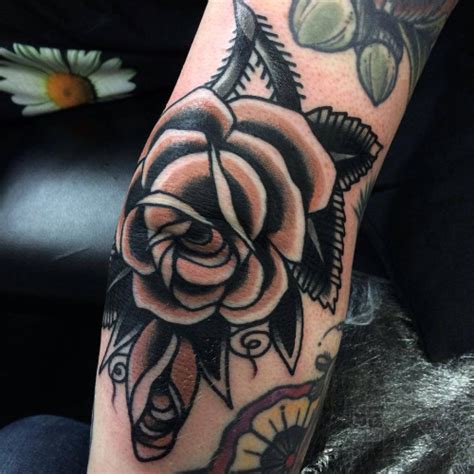 Black Ink Rose Tattoo Design For Elbow 500×500 Elbow Tattoos
