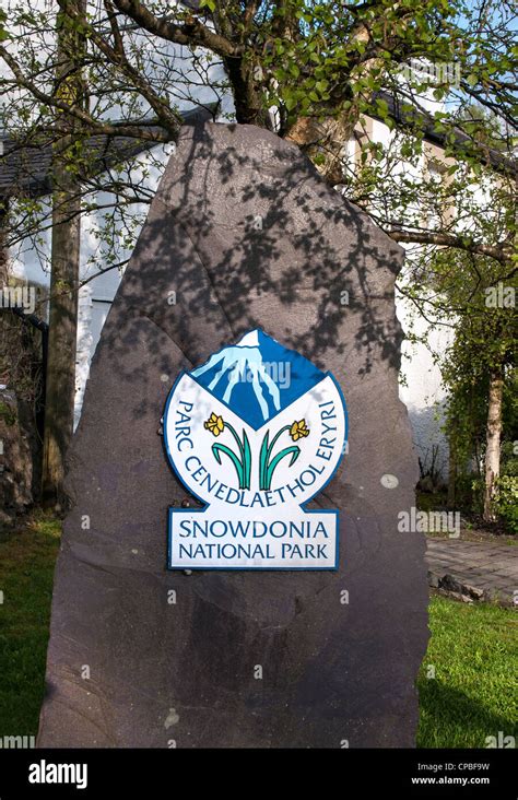 Snowdonia National Park Sign Wales Uk Stock Photo Alamy