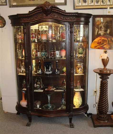 Antique Curved Glass Curio Cabinet Value